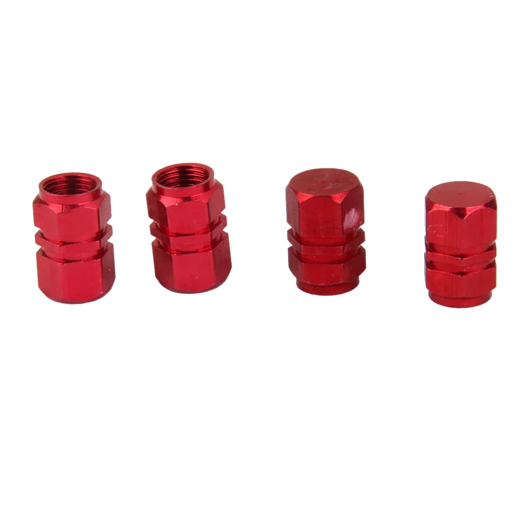 Llantas de aluminio para neumáticos, tapas de vástago de válvula para coche, camión, vehículos, motocicleta, bicicleta, cromo, rojo, 4 piezas