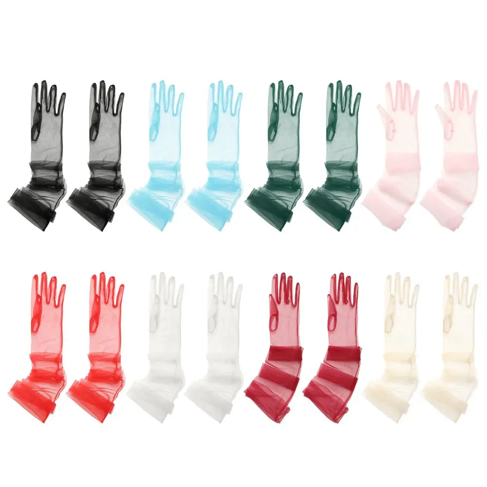 Fashion Long Finger Ultra Thin Evening Prom Decor Wedding Bridal Gloves Bridal Gown Mittens Party Dress Tulle Gloves