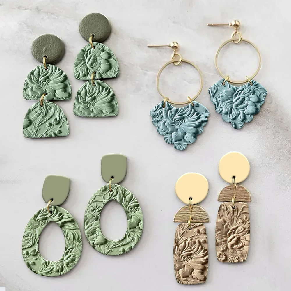 ลูกกลิ้งลายดอกไม้สไตล์วินเทจ ทำจากพลาสติกทนทาน สำหรับลายดอกไม้สไตล์วินเทจบนดินโพลิเมอร์ ใช้ทำต่างหู เครื่องประดับ งาน DIY