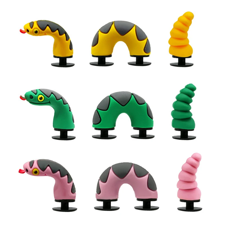 1Set Spoof Cartoon China Dragon PVC Hole Shoe Charms accessori per scarpe divertenti fai da te Fit Croc Snake decorazioni fibbia regalo Unisex