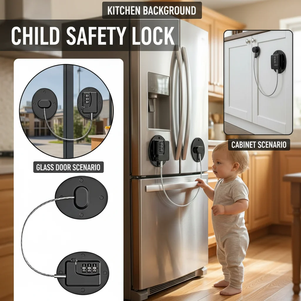Multifunctional Child Safety Lock with Password Window Limiter Fridge Drawer Lock Child Lock Treasure Lock for Home Security