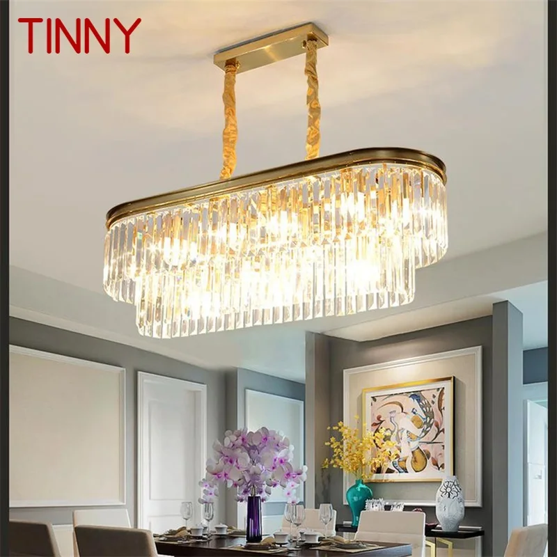 

TINNY Chandelier Gold Luxury Oval Pendant Lamp Postmodern LED Lighting Fixture for Home Living Dining Room