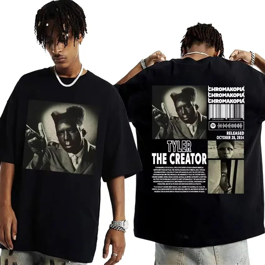 Tyler TheCreator Chromakopia World Tour camiseta de cuello redondo para hombre moda Hip Hop manga corta regalo de seguidor algodón manga corta suelta