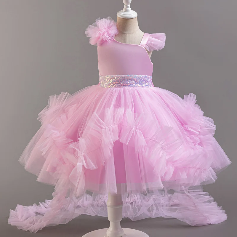 Baby Girls Party Dresses Sleeveless Eleagnt Solid Wedding Evening Ball Gown Holiday Costume Tulle Dress For Little Girl