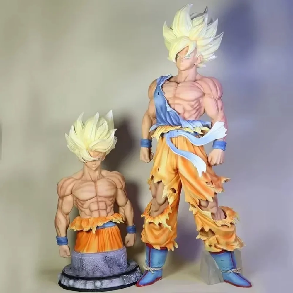 

Anime Dragon Ball Super Saiyan Son Goku Battle Damage Double Body PVC Action Figure Collectible Model Doll Toy 41CM