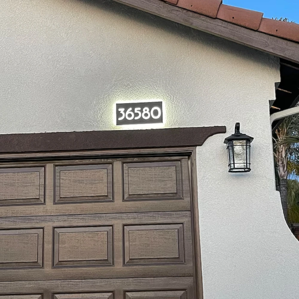 Imagem -03 - Personalizado e Personalizável Led House Number Address Sign ao ar Livre à Prova Dágua Placas Acrílicas Nome Apartamento Iluminado