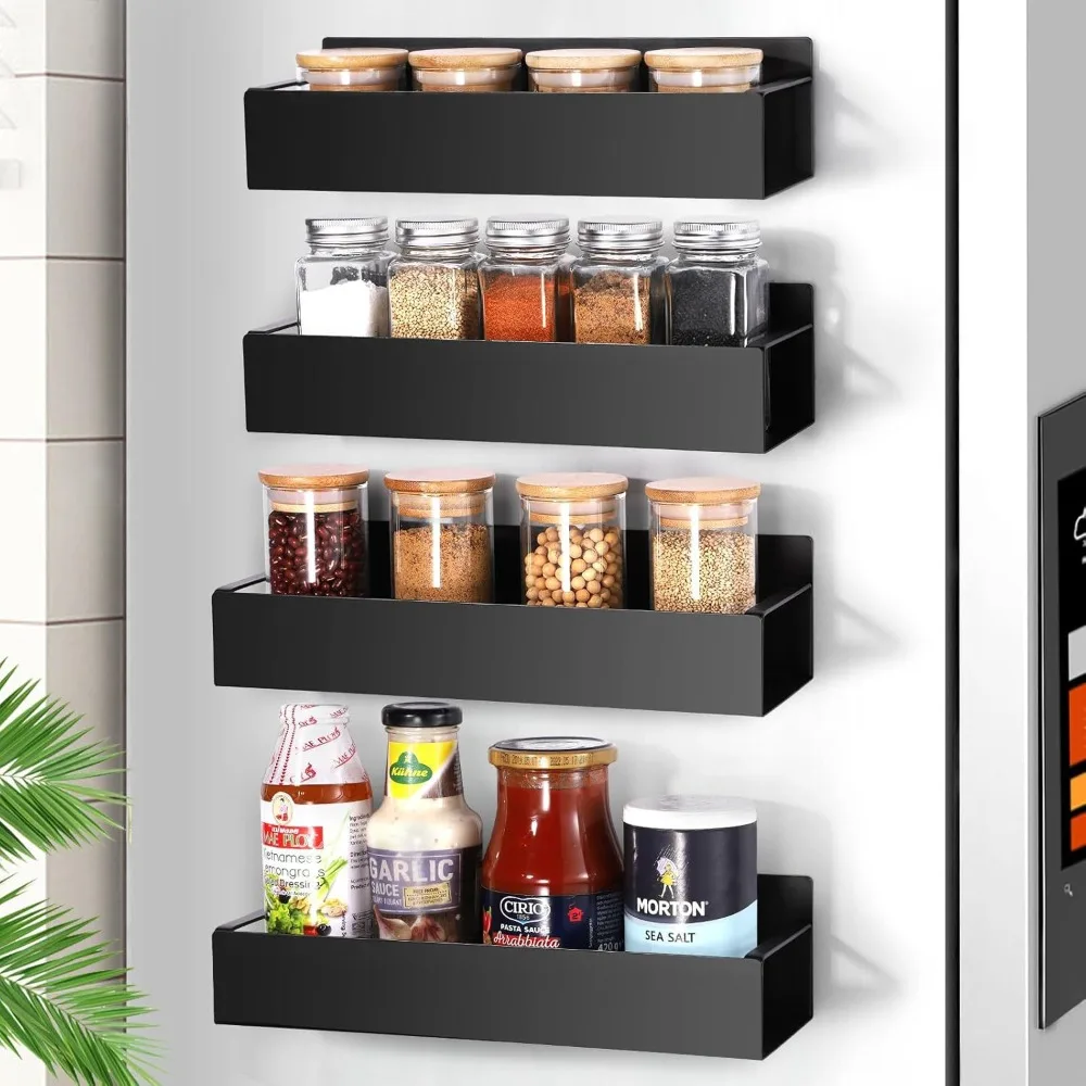 1pc magnetic refrigerator storage rack, space saving, multifunctional storage, strong load-bearing, durable