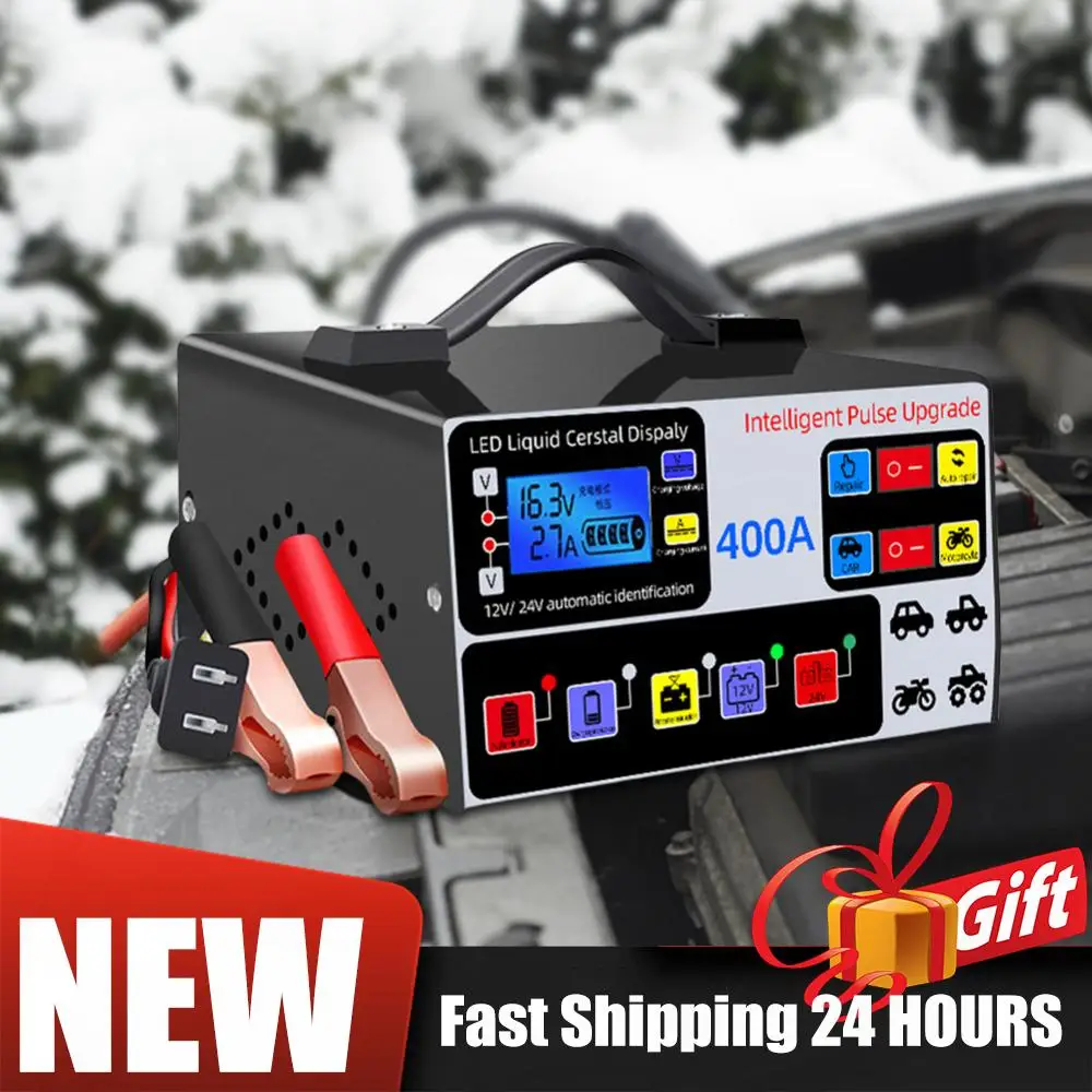 

Intelligent Pulse Repair Charger High Power Fast Charger 12V/24V Full Automatic Car Battery Charger LCD Display Battery Charger