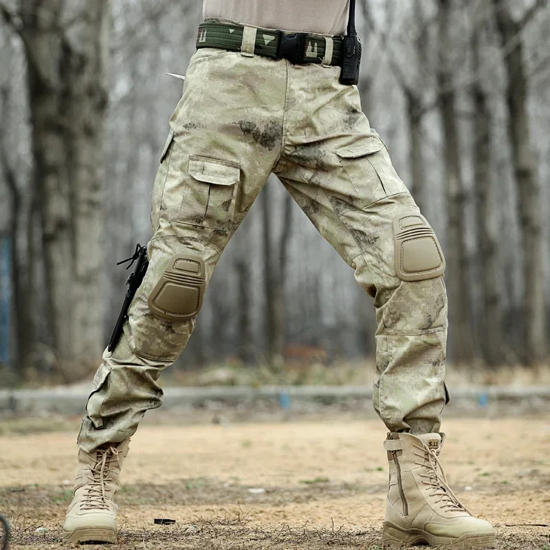 Men Hunting Pants with Knee Pads Airsoft Tactical Cargo Pants Hiking Pants Trousers Paintball Clothing
