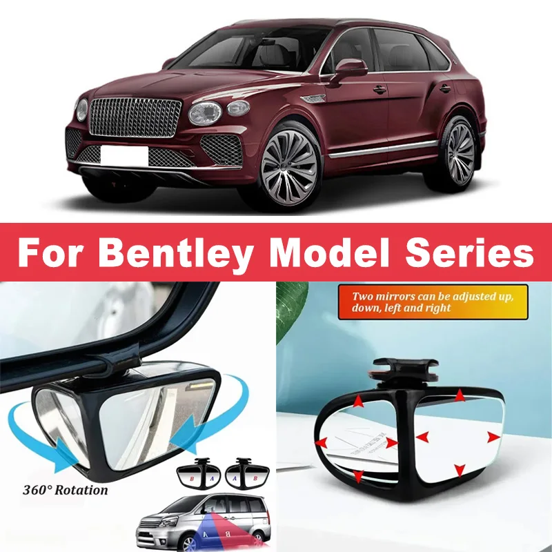

2Pcs 360° Adjustable Blind Spot Mirrors Convex Wide Angle Rearview For Bentley Continental GT Flying Spur Bentayga Mulsanne