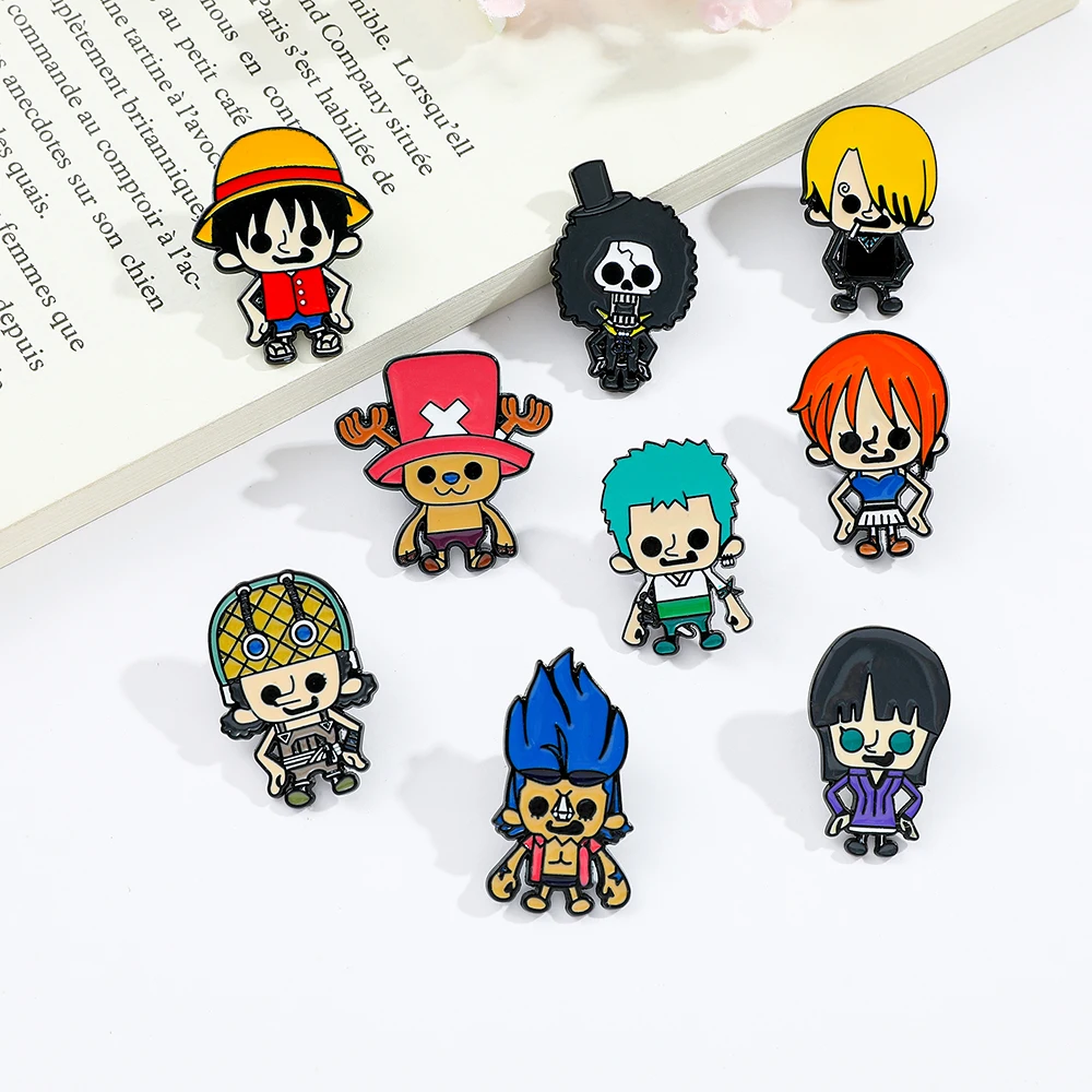 Cool Boy Straw Hat Crew Anime Character Enamel Pins Nami Lapel Brooches for Backpack Fans Collectible Items