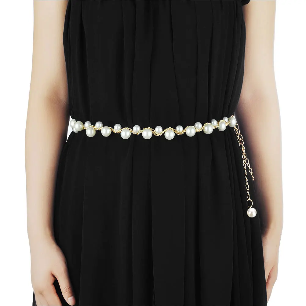 

Pearl Waist Elegant Bridal Belt Women Fashion Beaded Slim Pearls Evening Wedding Party Sash Women Fashion Waist Chain