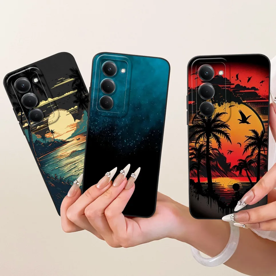 غلاف لهاتف Xiaomi Redmi 15 4G Redmi15 1 5 جراب هاتف التنين الشمس القمر ليلة الجمالية الغطاء الخلفي لينة السائل سيليكون الوفير