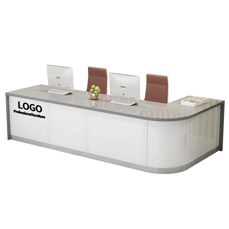 เคาน์เตอร์ต้อนรับสุดหรูทันสมัย เคาน์เตอร์สำนักงานทันสมัย เคาน์เตอร์ต้อนรับร้านทำผมพร้อมที่เก็บของ เฟอร์นิเจอร์เชิงพาณิชย์ที่สวยงาม