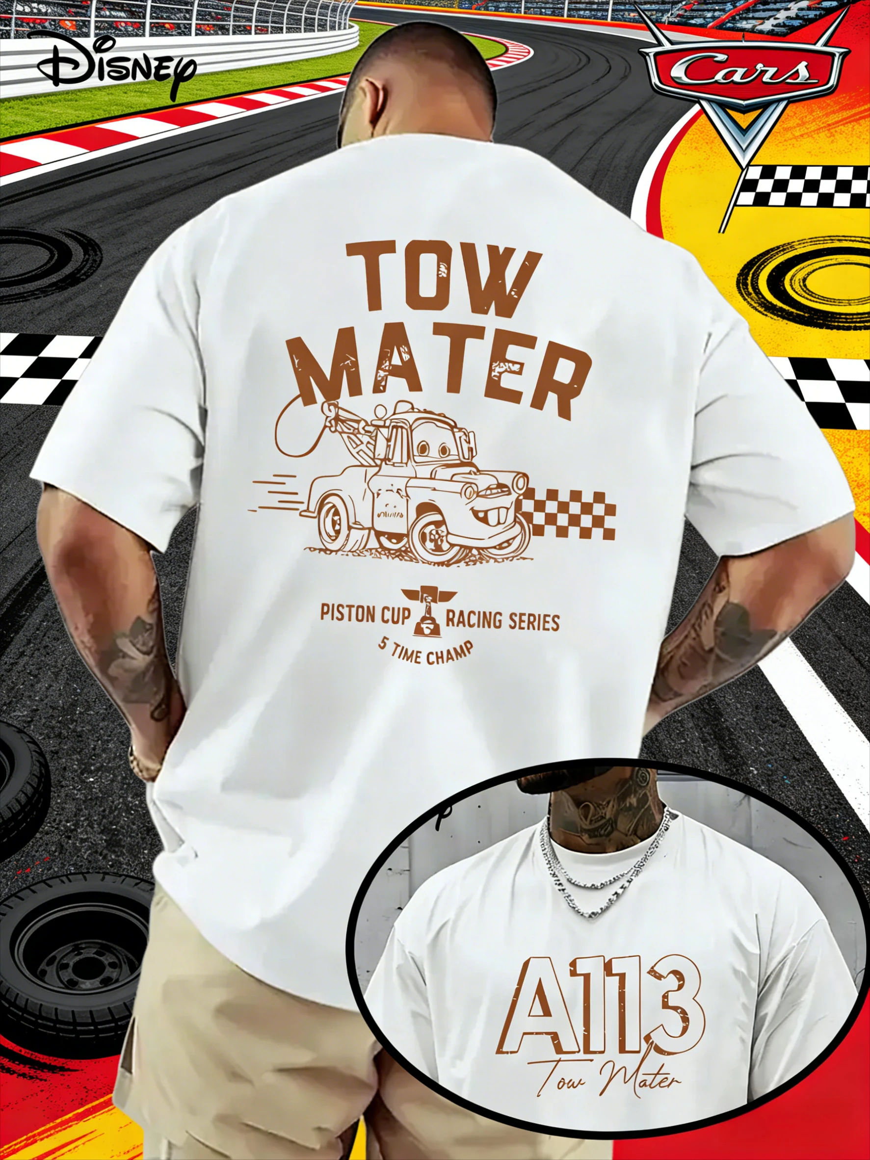 

2026 Summer Disney Car Pattern Printed Pure Cotton T-shirt, Fashionable, Loose and Comfortable Short-sleeved, Unisplish