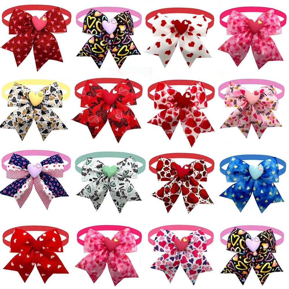 30/50pcs Dogs Fashion Bow Ties Collar Valentine's Day Dogs Pets Grooming Product Dog Accessories for Small Dogs