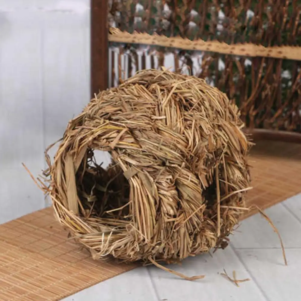 Nest Small Grass Cage Bed Pet Woven Straw Rabbit Hamster House Chew Toy Hedgehog Bed