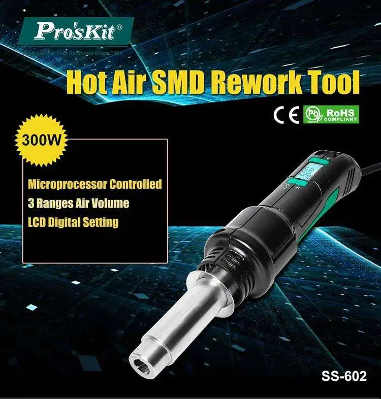 Pro'sKit Heat Gun Mobile phone repair welding stand Portable digital display welding gun SS-602H