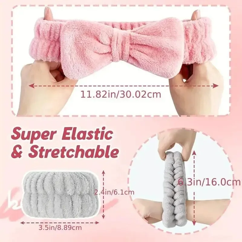 Opaska do spa z gąbką i opaskami na nadgarstki do mycia twarzy, szeroka wyściełana opaska do pielęgnacji skóry, usuwania makijażu pod prysznic dla kobiet i dziewcząt, 3 sztuki