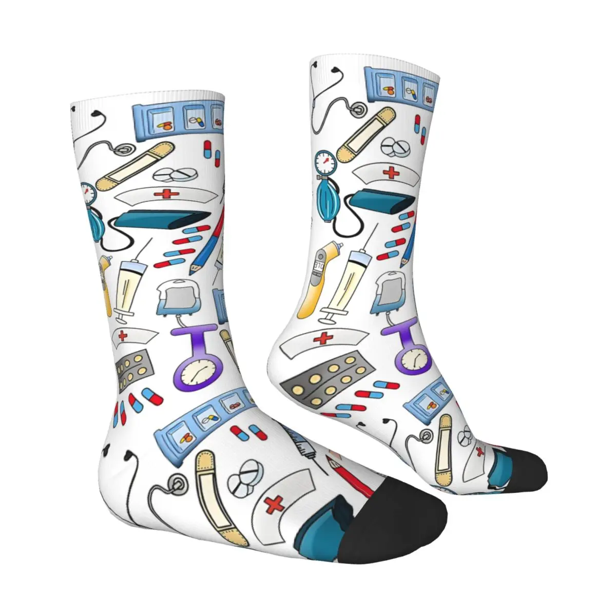 ممرضة الطبية موضوع الكرتون نمط الجوارب جوارب مضحكة الرجال عالية الجودة تسلق الجوارب الربيع الرسم مكافحة العرق الجوارب