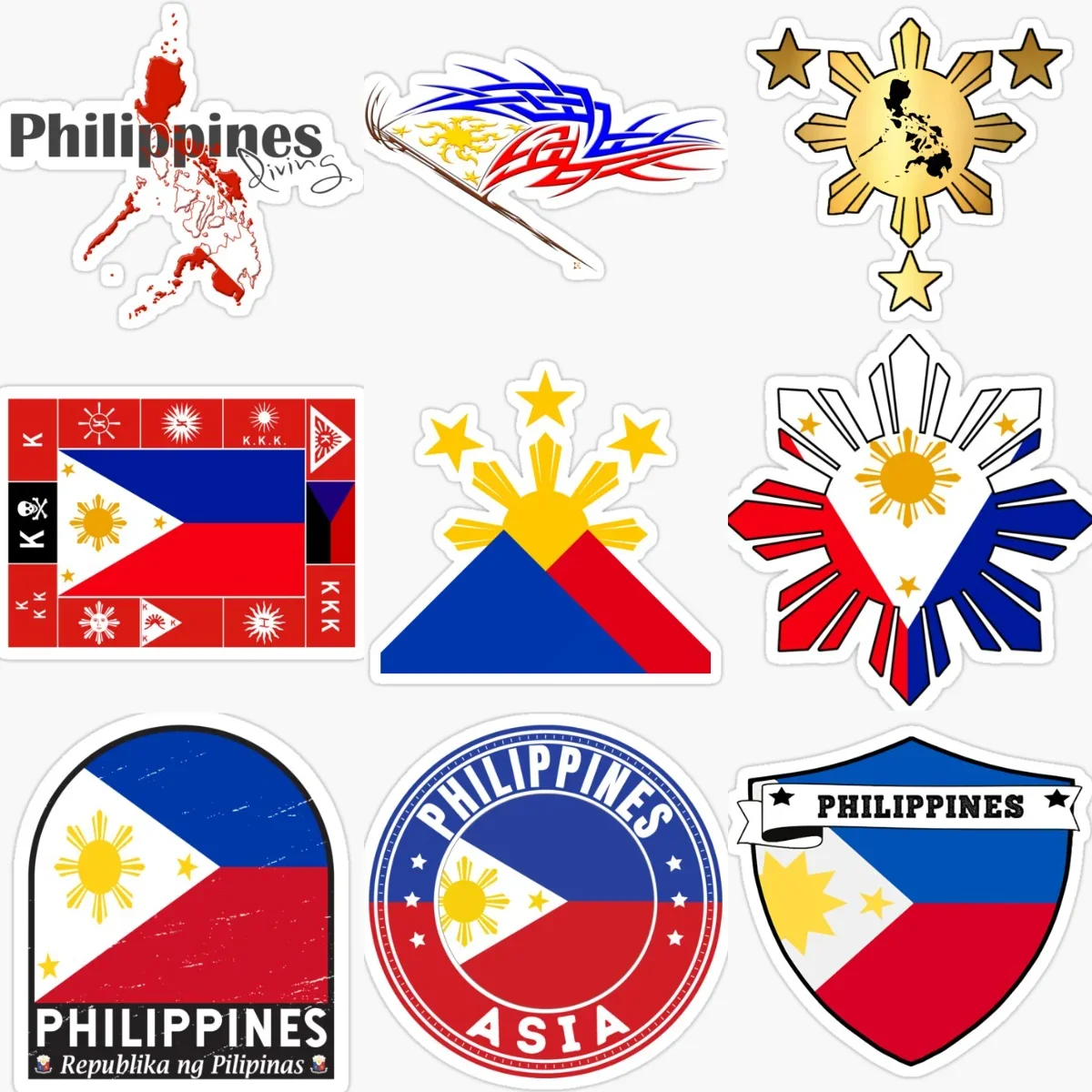 

Philippine Flag Map National Emblem Creative PVC Stickers for Car Bicycle Van Truck Window Fridge Wall Decoration Accessories