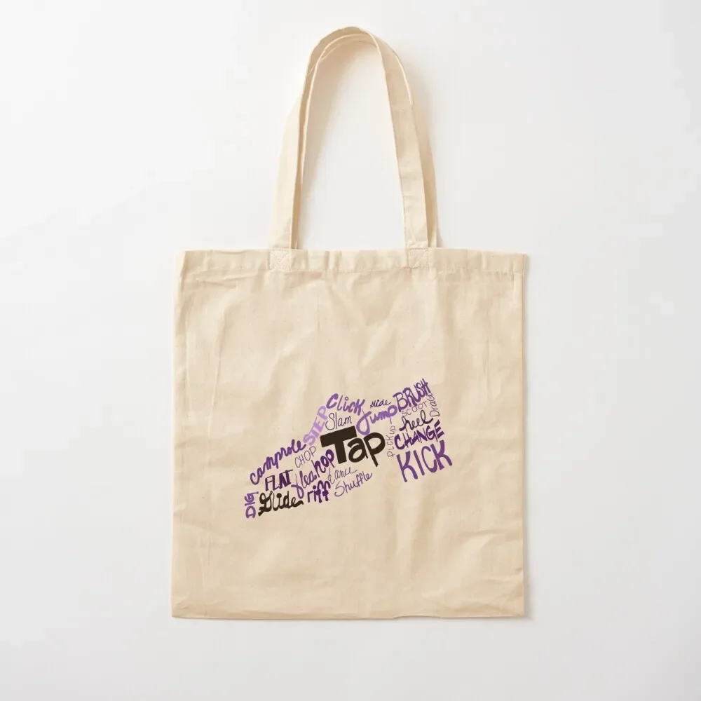 

Dance Shoe Filled with Tap Terms Shades of Purple Tote Bag Eco bag shoping bag Women's beach bags tote bags men