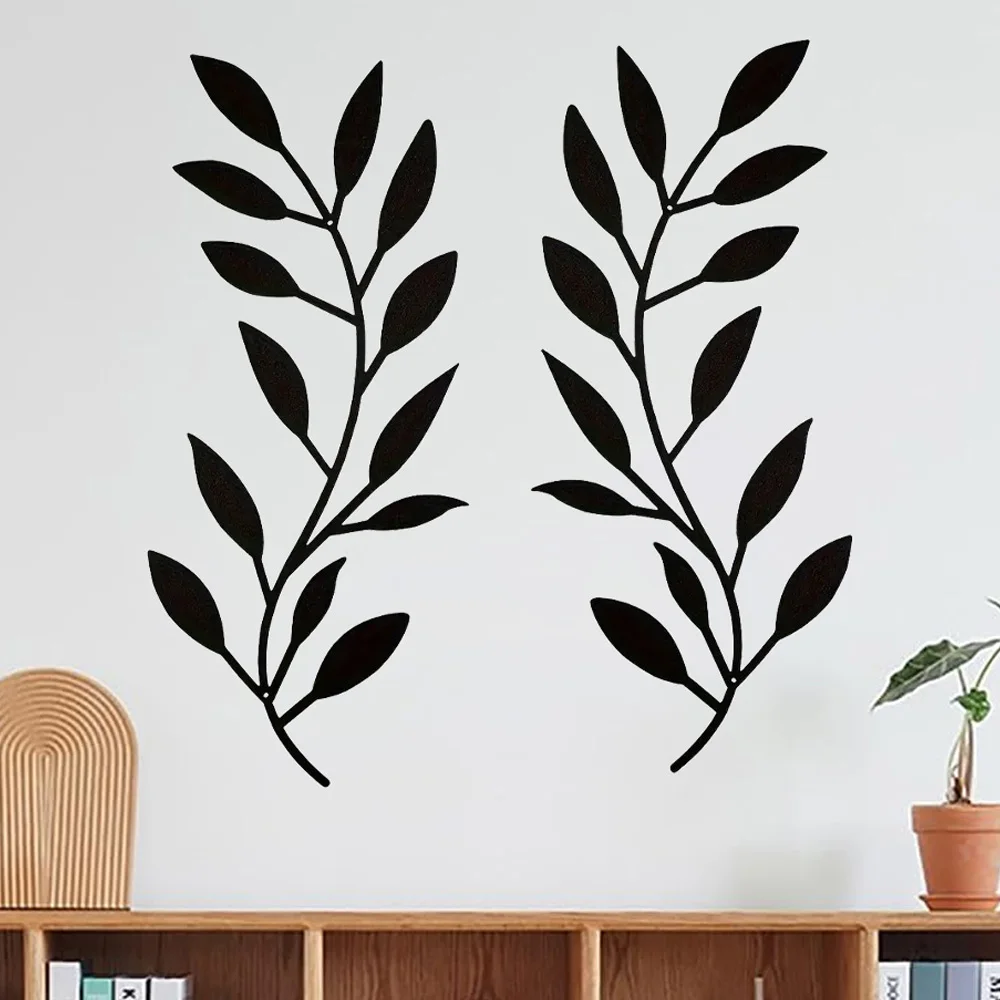 

Art Deco Metal Plants Leaves Home Theme Wall Sculpture Decor Artwork Iron Decorative Ornaments Gifts 2pcs/Set