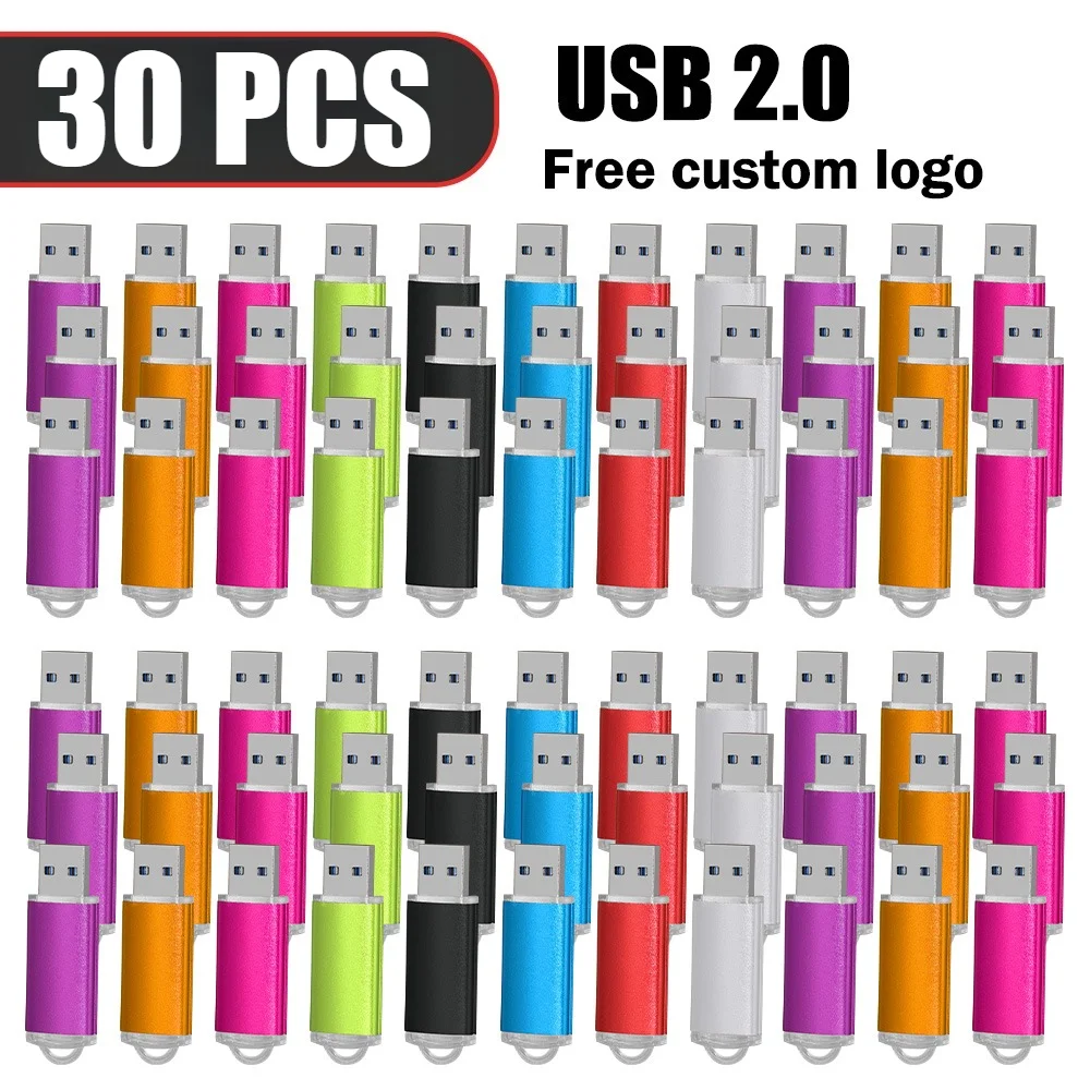 

30pcs/lot Metal USB 2.0 Flash Drive Pendrive 64GB 32GB 16GB 8GB Pen Drive Waterproof Memory Stick 4GB 128mb Custom Logo Free