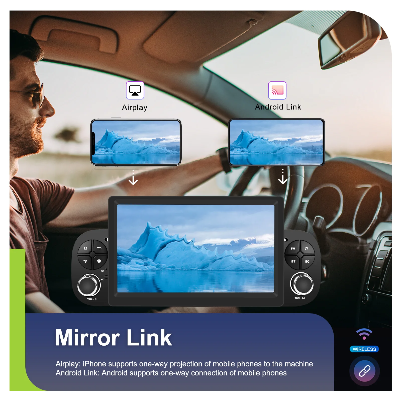 Podofo 7 Zoll Autoradio 2 DIN 4+64G Android Auto-Multimedia-Player für Fiat Panda 2013-2020 Kabelloses Carplay Auto-Audio Android Auto MirrorLink 4G GPS WIFI – Detail 21