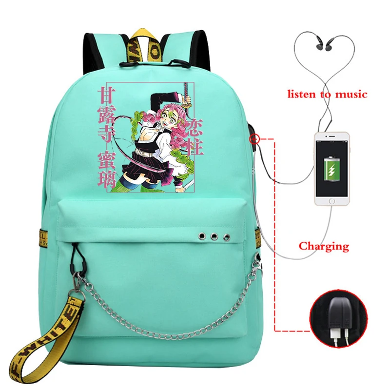 Demon Slayer Anime Travel Bags Female Multifunction Sports Bag Street Style Demon Slayer School College Student Laptop Backpack