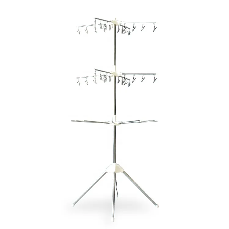 

Metal Floor Standing Clothes Hanger Easy Installation Balcony Folding Clothes Drying Rack for Laundry Room Closet