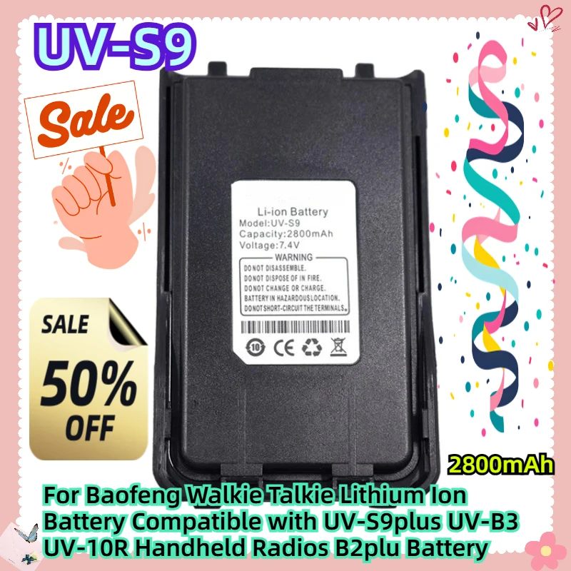 

For Baofeng Walkie Talkie Lithium Ion Battery Compatible with UV-S9plus UV-B3 UV-10R Handheld Radios B2plu Battery