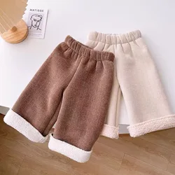 Spring Autumn New Baby Girls Corduroy Pants Thickened Patchwork Elastic Waist Children Girls Trousers Straight Little Girl Pants