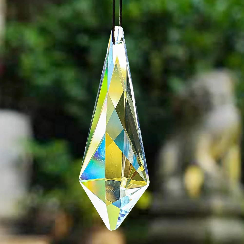 120mm AB Color Aurora Long 3D Horn Arrow Faceted Prism Glass Crystal Rainbow Sun Catcher Wedding Hanging Chandelier Lamp Parts