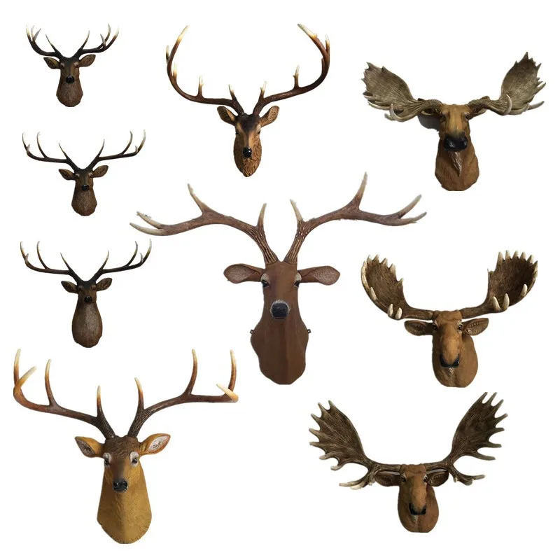 Simulation Elk Moose Sika Deer Lucky Deer Wall Hanging Decoration Farmhouse Resort Wall Decoration Pendant Wholesale