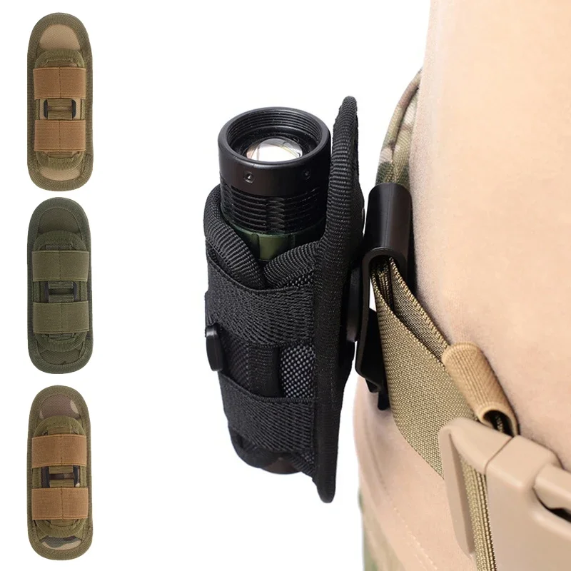 Tactical Flashlight Pouch Holster 360 Degree Rotatable Clip Torch Cover for Belt Flashlight Holder Hunting Gear Accessories