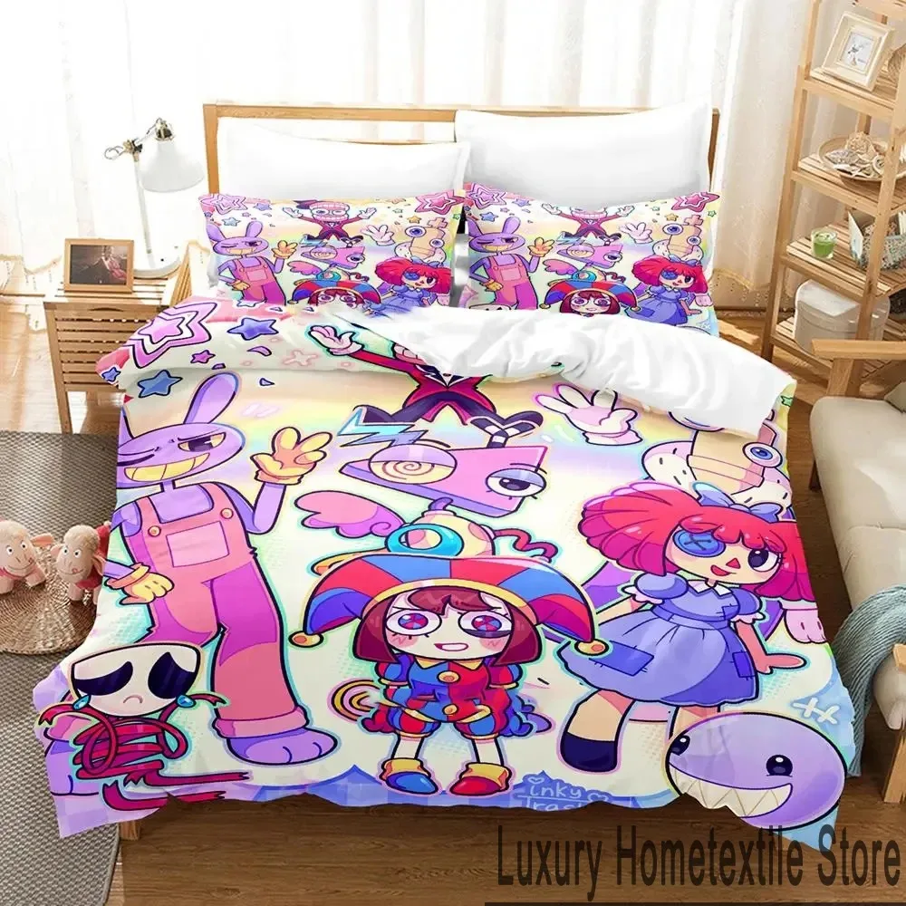 3D Print Cartoon Amazing Digital Circus Bedding Set Boys Girls Twin Queen King Size Duvet Cover Pillowcase Bed boys Adult