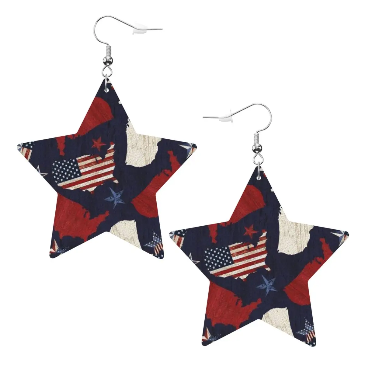 

Custom United States Of America Flag Dangle Drop Earrings Leather Earrings for Women Fashion For Valentine's Day