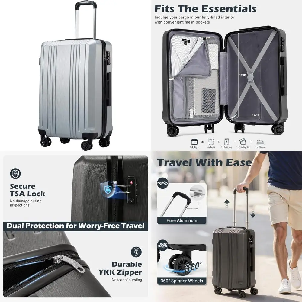 

Чемодан Coolife — ручная кладь TSA Lock PC+ABS Spinner серебристого цвета, доступен в размерах 20, 24, и 28 размеров.