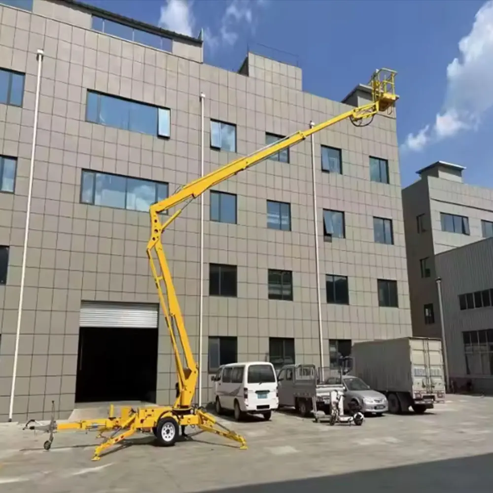 16 Meter 50 Feet Boom Lift  High-altitude Work Basket  Trailer Suspension Articulated  Cherry Picker Electric Lift Work Platform