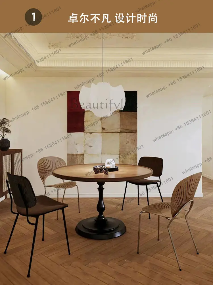 

Household Chinese-style restaurant Round dining table Coffee table Premium sense Household wabi-sabi