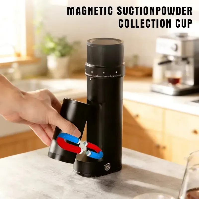 STLF Portable manual coffee grinder, adjustable grinding degree, stainless steel cone grinding disc, magnetic powder cup,