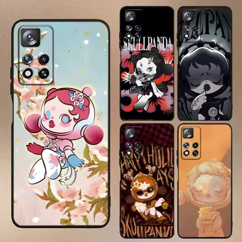 Cute S-SkullpandaS Phone Case For Samsung Galaxy A73,A91,A53,A52,A32,A73,A13,A21,A34,A71,A31,A22,A20 Black Cover