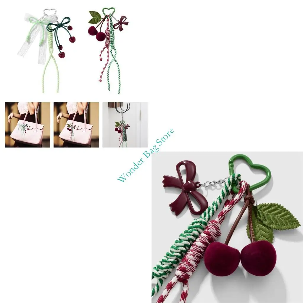 

H3CB Stylish Metal Cherry Keychain Bag Charm For Purse Backpack Fashion Accessory