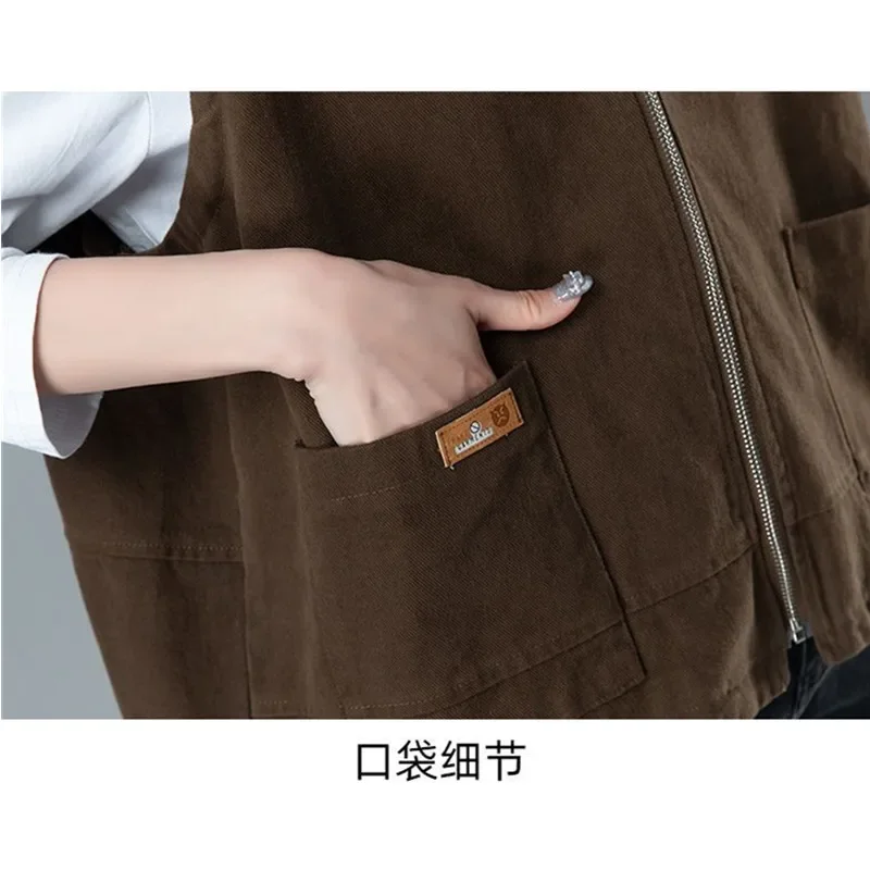 Hooded Vest Jacket For women 2026 Spring Autumn New Korean version Loose Sleeveless Zipper Coat Female Short Casual Vest Top