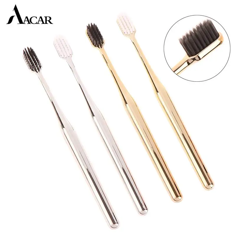 

1PCS Luxury Soft Toothbrush Men Women Adult Tooth Brush Electroplate Gold Silver Color Dental Brushes Toothbrushes