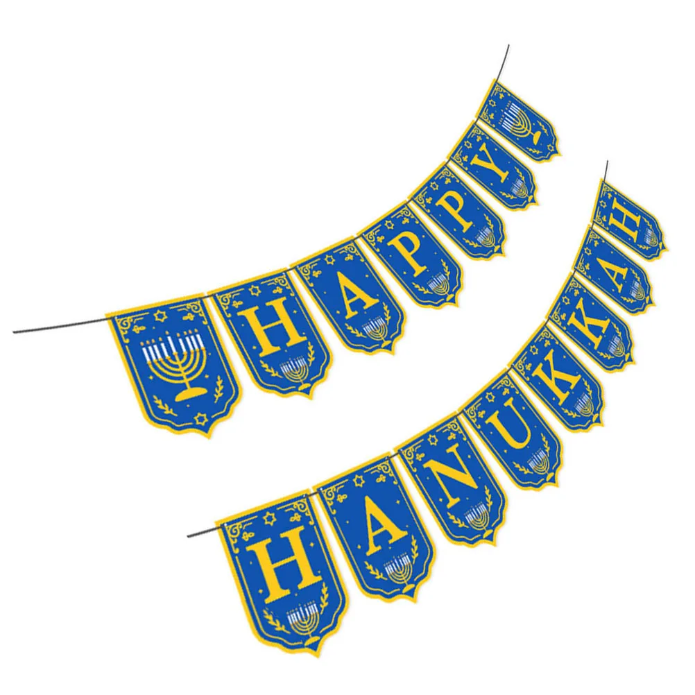 

1 Set Hanukkah Party Bunting Festival Decoration String Flag Hanging Pendant For Holiday Celebration Wall Background Decorative