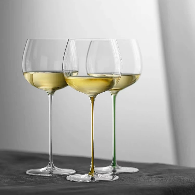 JINYOUJIA Colour Handle Montrachet Chardonnay Wine Glass Handmade Extremely Thin Masterly Craft Perfect Flawless Goblet