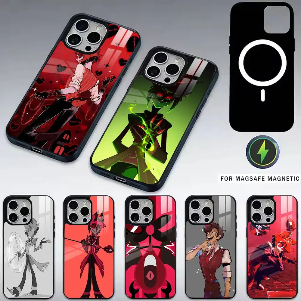 

A-Alastor H-Hazbin Hotel Phone Case For iPhone17,16,15,14,13,12,11 Plus,Pro Magnetic For Magsafe Wireless Charging