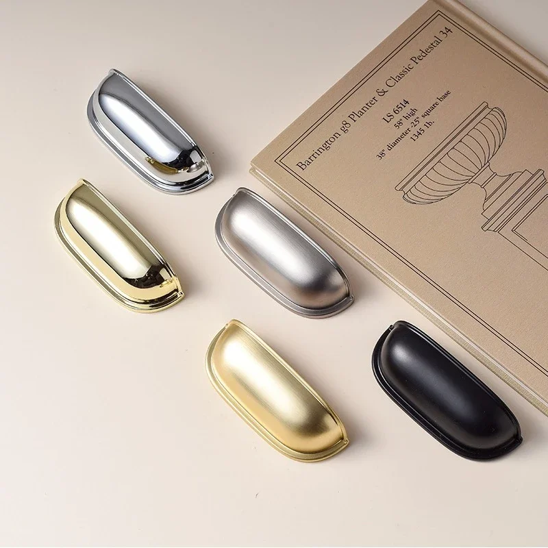 Shell Drawer Handle French Wardrobe Door Handle Nickel Brushed Cabinet Door Pull Kids Room Bookcase Desk Pull Furniture Hardware